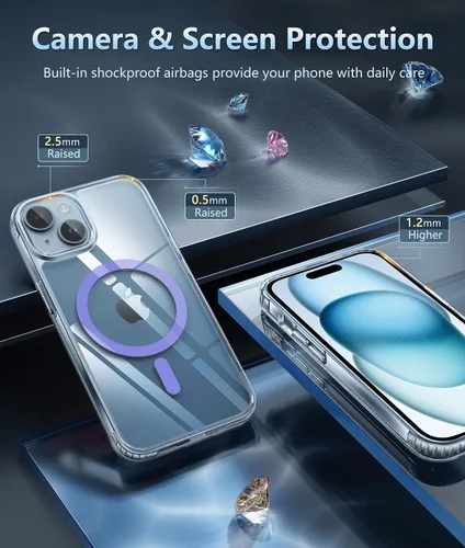 Miniatura 552 de FNTCASE Funda para iPhone 13 Pro-Max: Fundas magnéticas transparentes compatibles con Magsafe Slim anti amarillamiento protección contra caídas