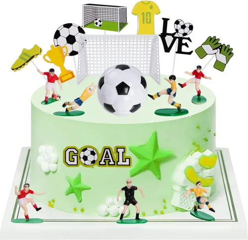 Miniatura 4 de Pistha 18 piezas de decoración de pastel de fútbol, decoración de balones de fútbol, figura de jugador de fútbol para fiesta de cumpleaños, fiesta