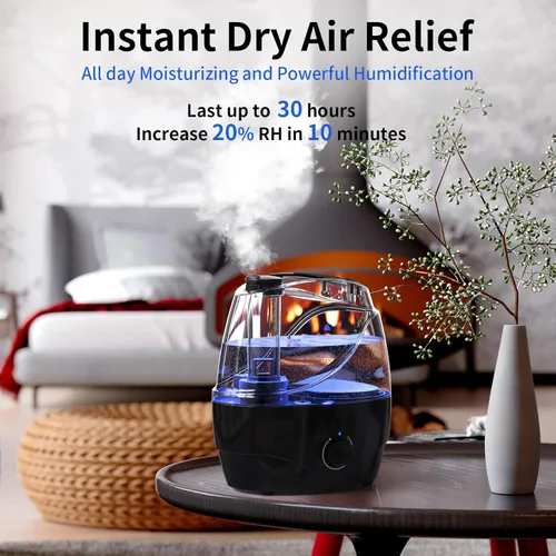 Miniatura 2 de Humidificadores para dormitorio y habitación grande, humidificador de niebla fría de 2.2L para bebé, 30 horas con funcionamiento silencioso