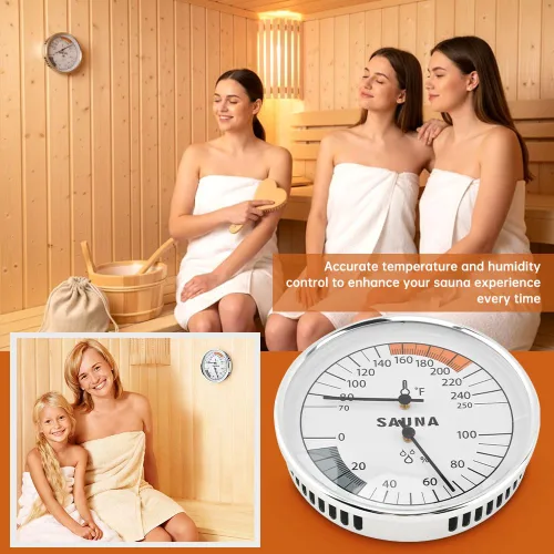 Miniatura 8 de Termómetro e higrómetro de sauna, medidor de temperatura colgante 2 en 1 y termostato con puntos pegajosos, pantalla de 3.9 pulgadas, 70-250 °F