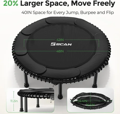 Miniatura 7 de BCAN 450/550LBS Mini Rebounder Trampoline for Adults, 40"/48" Foldable Fitness Trampoline with Bungees, Quiet & Stable Exercise Trampoline