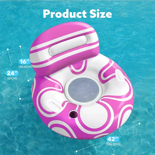 Miniatura 7 de Sloosh Silla flotante inflable para piscina, sofá flotante de tubo de río, sofá con respaldo grande, silla flotante sobre el agua, parte inferior
