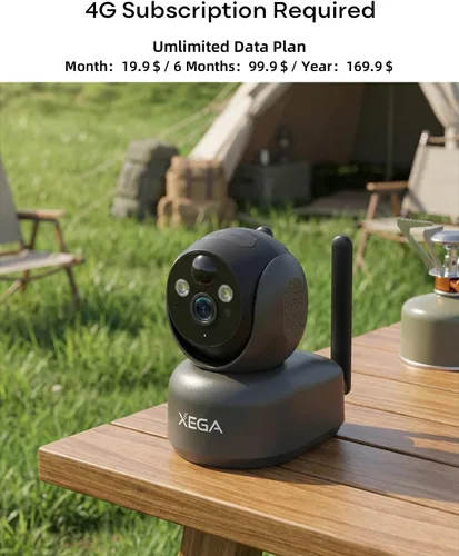 Miniatura 3 de Xega Cámara de seguridad celular 4G inalámbrica para interiores, PTZ 2K sin cámara WiFi para el hogar, RV/viaje/mascota/bebé con aplicación