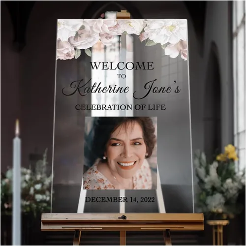 Miniatura 13 de SPEEDYORDERS Cartel funerario personalizado con foto - Cartel de bienvenida - In Loving Memory - Banner personalizado