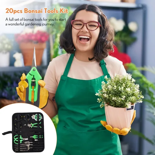 Miniatura 2 de Kit de Herramientas para Bonsái de 20 Piezas, Juego de Herramientas de Jardín para Principiantes, Regalos de Jardinería para Mujeres y Hombres