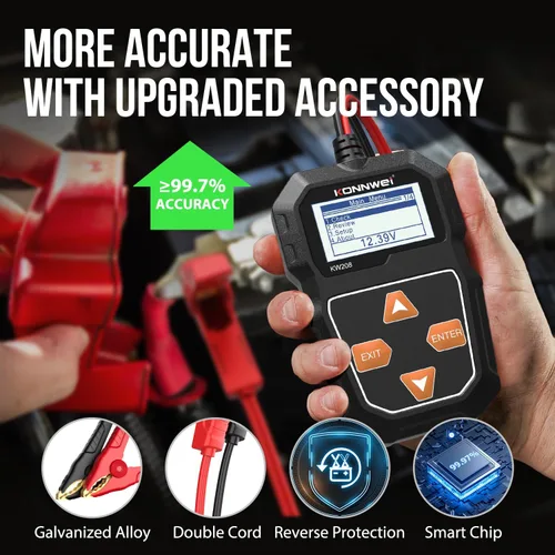 Miniatura 3 de KONNWEI KW208 12V Probador de Batería de Coche, Probador de Carga de Batería Automotriz 12V Probador de Arranque de Alternador Digital Analizador