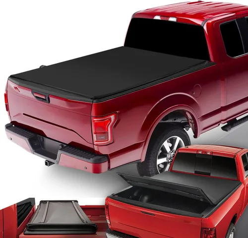 Miniatura 9 de DNA MOTORING Nueva actualización de cubierta para caja de camioneta rígida, de tres pliegues, compatible con plataforma de 6.5 pies, de modelos