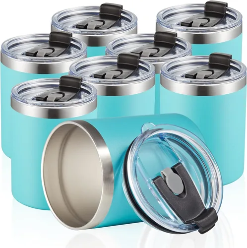 Miniatura 2 de MEWAY Paquete de 8 tazas reutilizables aisladas de acero inoxidable de 12 onzas, taza de café duradera de doble pared, capa en polvo, para café
