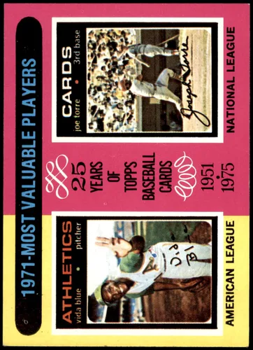 1975 Topps #209 1971 MVPs Vida Blue/Joe Torre Cardinals/Athletics (Baseball Card) NM+ Cardinals/Athletics