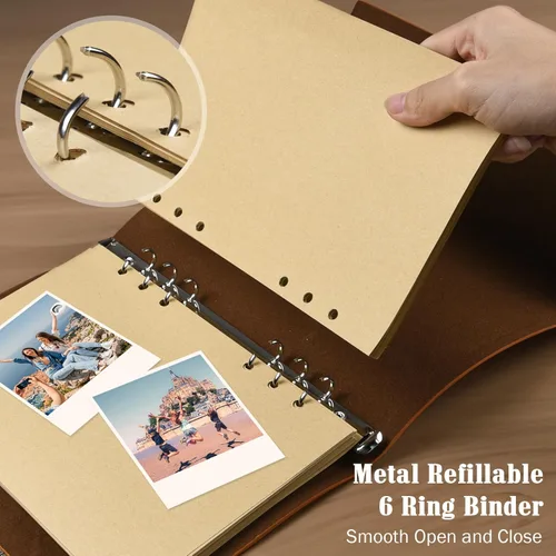 Miniatura 3 de Diarios de cuero con páginas en blanco, diario vintage rellenable para escribir, diario de viaje personal, cuaderno de bocetos de arte