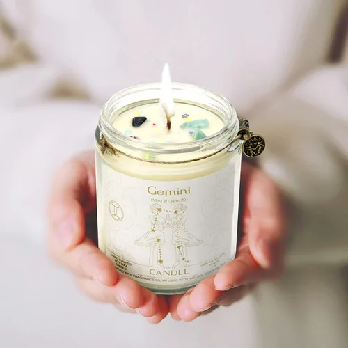 Miniatura 5 de Vela de Tarro del Signo del Zodíaco, Géminis, Aroma a Lavanda