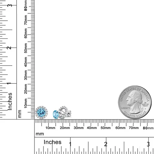 Miniatura 281 de Gem Stone King Aretes redondos de plata de ley 925 de 0.236 in con piedra natal extraíble para mujer
