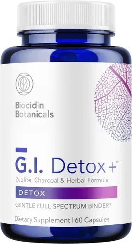 G.I. Detox+ - Carpeta suave de Biocidin, limpieza intestinal con carbón, zeolita y aloe, ayuda en la eliminación de toxinas y biopelículas, puede