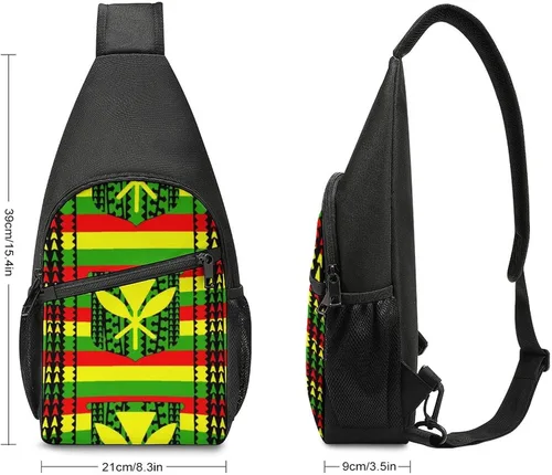Miniatura 2 de Tribal Kanaka Maoli Bandera Impreso Bandolera Bandolera Hombro Mochila Pecho Lateral Daypack para Viajes Senderismo