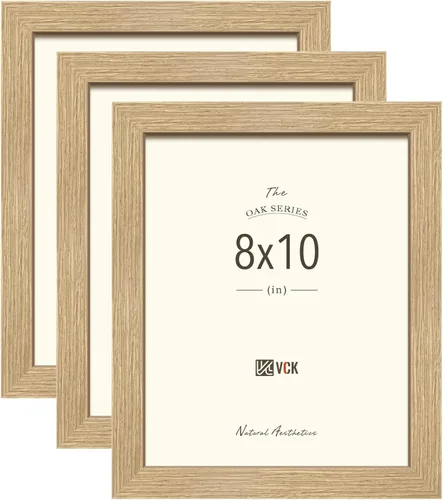 Miniatura 13 de VCK Juego de 3 portarretratos de 8 x 10 pulgadas, roble negro, textura natural, exclusivo marco de madera, exhibición de mesa o colgar en la pared