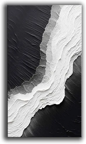 Miniatura 12 de YaSheng Art - Arte abstracto de 24 x 48 pulgadas, pinturas al óleo sobre lienzo, arte abstracto de plata gruesa, arte moderno para decoración