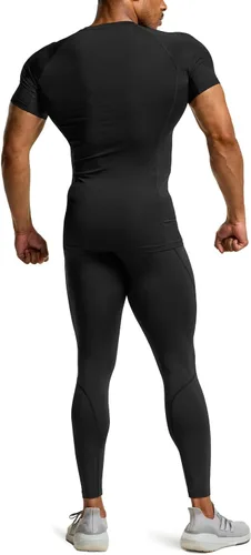Miniatura 7 de TSLA - Paquetes de 1 o 3 camisetas de compresión para hombre, FPU 50+, de secado rápido, de manga corta, camiseta de entrenamiento atlético