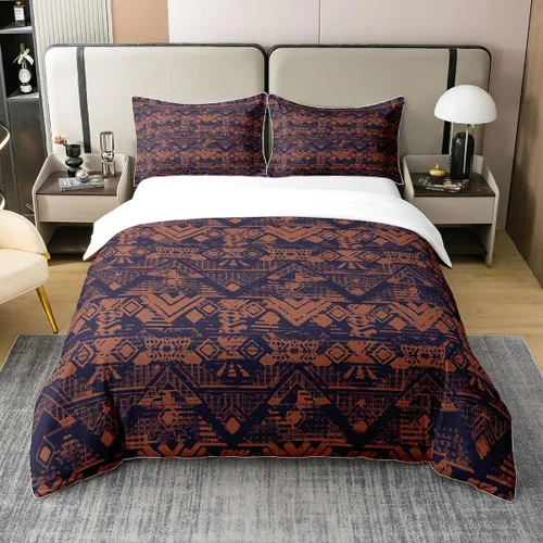 Miniatura 27 de Juego de ropa de cama 100% algodón exótico con funda de edredón individual, diseño tribal, suroeste americano, étnico, bohemio, abstracto