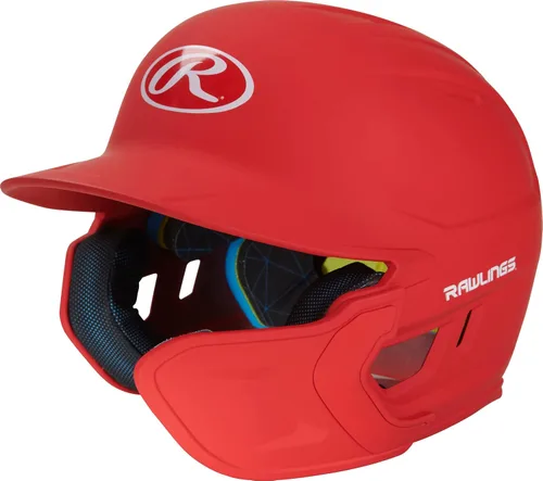 Rawlings | Casco de bateo de béisbol MACH Adjust | Protector facial ajustable | Mate | Tamaños JR y SR | Múltiples colores escarlata mate