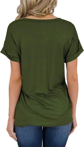 Miniatura 3 de MIHOLL - Camiseta holgada casual de manga corta con cuello en V para mujer