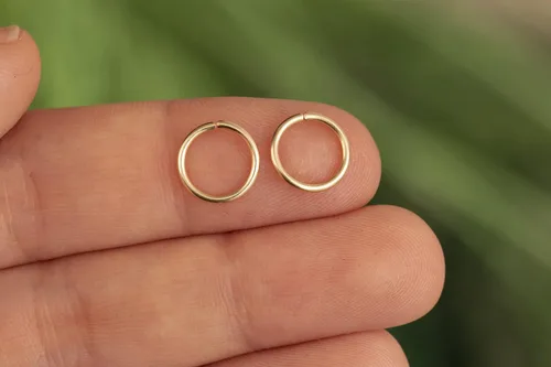Miniatura 62 de Aretes de aro de oro de plata – Aretes de aro para mujer, dos piezas de aros de plata fina rellenos de oro, aro de hélice, anillo de tragus, aro