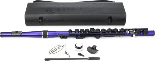 Miniatura 2 de Nuvo Flauta estudiantil - Azul metálico/negro, articulación de cabeza recta, pie C, almohadillas de silicona cómodas, impermeables