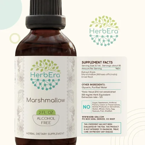 Miniatura 5 de HerbEra Marshmallow B60 - Tintura de extracto de hierbas sin alcohol, gotas líquidas concentradas de malvavisco natural (Althaea Officinalis)