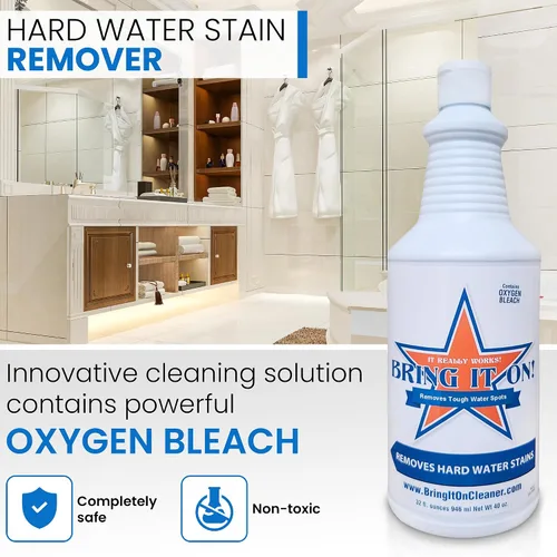 Miniatura 2 de BRING IT ON! CLEANER Paquete de 2 quitamanchas de agua dura de 32 onzas para vidrio, limpiador de puertas de ducha, removedor de espuma de jabón
