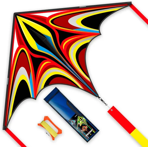 Miniatura 7 de Cometa Delta grande para niños y adultos, cometas arcoíris fáciles de volar, cometa de playa multifuncional duradera, línea de vuelo sin enredos
