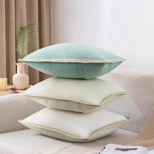 Miniatura 8 de Merrycolor Juego de 2 fundas de almohada decorativas de granja de 18 x 18 pulgadas, fundas de almohada beige texturizadas, fundas de almohada