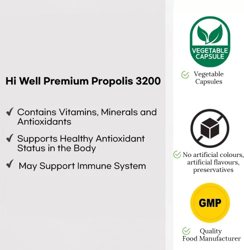 Miniatura 7 de Hi Well Premium Propolis 3200 Flavonoid 96mg 250VegeCápsulas