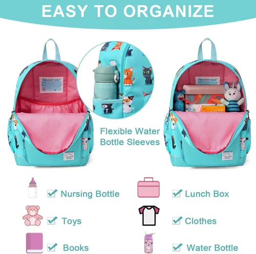Miniatura 4 de VASCHY - Mochila preescolar para niños y niñas, liviana, resistente al agua, con correa en el pecho