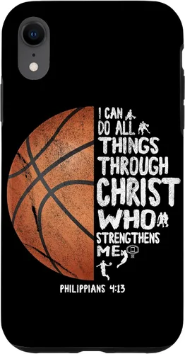 Miniatura 25 de Funda de baloncesto para iPhone 17 con texto en inglés "I can do All Things Through Christ Philippians