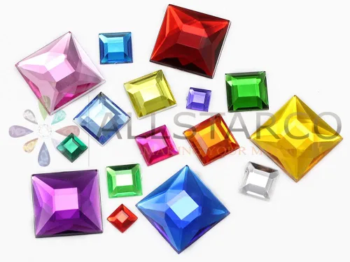 Miniatura 5 de Allstarco Cuentas cuadradas CH24 de 0.394 pulgadas (0.394 in) con parte trasera plana cuadrada para manualidades, diamantes de imitación acrílicos