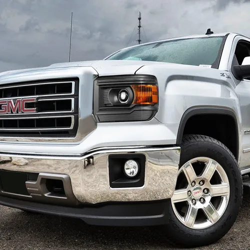 Miniatura 5 de DNA Motoring HL-OH-GMCS14-BK-AM Conjunto de faros delanteros con proyector lateral ámbar, carcasa negra [Para GMC Sierra 14-17]