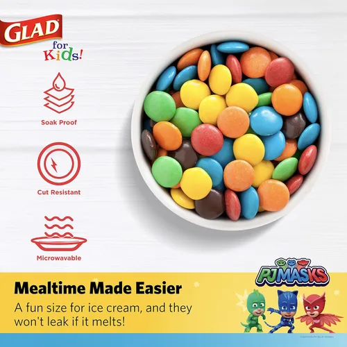 Miniatura 3 de Glad Cuencos de papel para aperitivos con tapas para niños, diseño espacial, resistentes, desechables para microondas con tapas para sopa o helado
