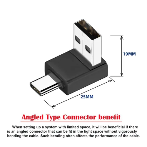 Miniatura 4 de chenyang Conector USB 3.0/3.1 USB C a USB 3.0 Datos 10Gbps Adaptador de carga 90 grados en ángulo abajo