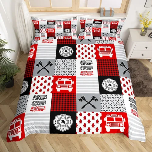 Miniatura 33 de Feelyou Race Car Duvet Cover Twin Size Boys Girls Speed Sports Car Bedding Set Breathable Soft Racing Comforter Cover 2Pcs Black White Checked