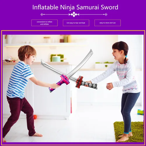 Miniatura 7 de Paquete de 24 espadas inflables ninja inflables, espadas Samurái, Katana inflable, para niñas y niños, temática de cumpleaños, recuerdos de fiesta