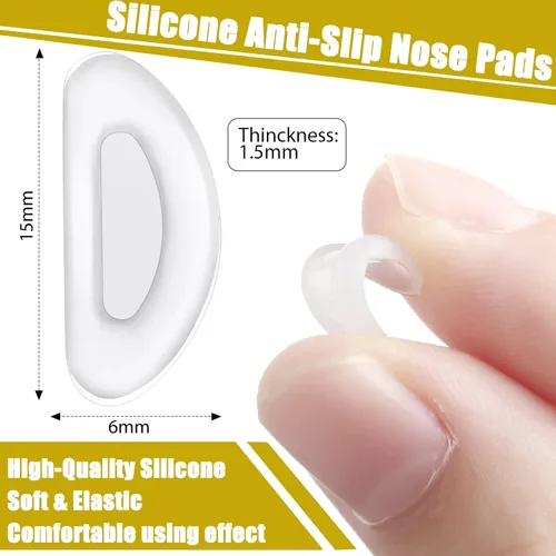 Miniatura 2 de Frienda 24 pares de almohadillas de nariz para lentes, cojín adhesivo de silicona suave con respaldo adhesivo, cámara de aire antideslizante