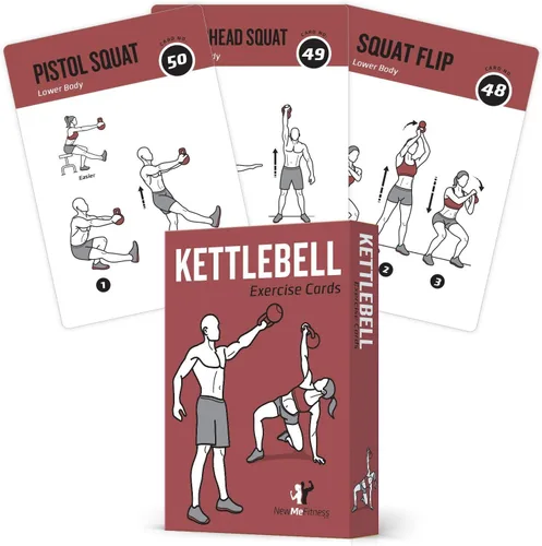 Miniatura 19 de NewMe Fitness Tarjetas de entrenamiento de peso corporal, baraja de instrucciones de fitness para mujeres y hombres, guía de fitness