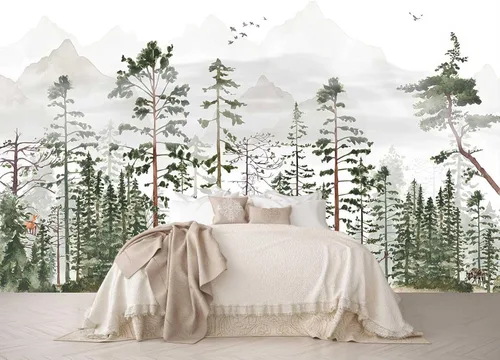 Miniatura 13 de Reyhui - Mural de pared con imagen de bosque y arroyo, papel tapiz grande con escena natural para dormitorio, sala de estar, fondo de TV, sofá
