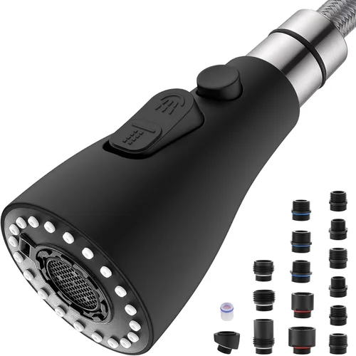 Miniatura 12 de Cabezal Rociador de Repuesto para Grifo de Cocina Extraíble, 15 Conectores, Boquilla de Repuesto de Rociador de Fregadero Extraíble de 3 Funciones