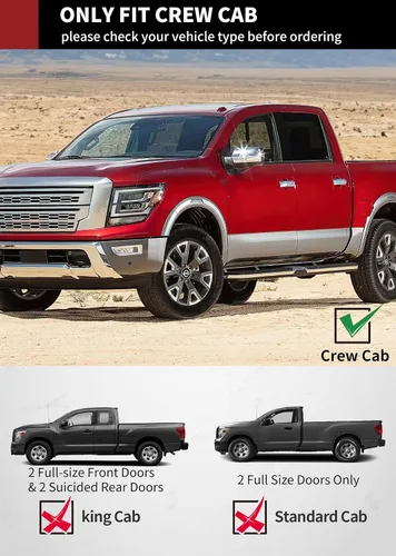 Miniatura 2 de YITAMOTOR Estribos de 6 pulgadas compatibles con Nissan Titan Crew Cab 2004-2024 y Titan XD Crew Cab 2016-2024 Escalones laterales de aluminio negro