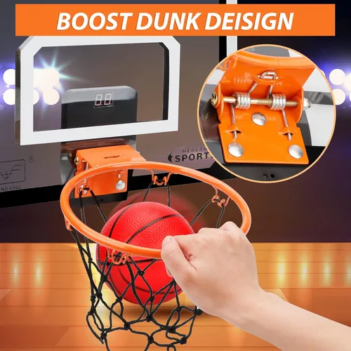 Miniatura 3 de Aro de baloncesto más grande para interiores con borde grande de 9 pulgadas para niños y adultos, aro de baloncesto sobre la puerta para dormitorio