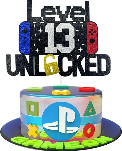 Miniatura 10 de Decoración de pastel de videojuegos de feliz cumpleaños número 11 desbloqueado para niños y niñas de 11 años de edad, decoración de fiesta