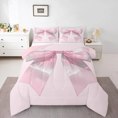 Miniatura 27 de Feelyou Juego de edredón de castillo rosa para niños, tamaño individual, juego de ropa de cama de princesa para niños y niñas, inserto de edredón