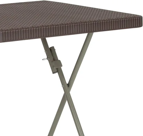 Miniatura 6 de Flash Furniture - Mesa plegable cuadrada de plástico de ratán marrón de 1.95 pies