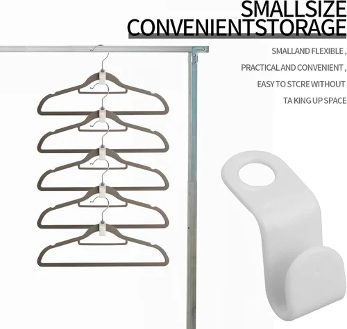 Miniatura 2 de 50 ganchos para colgar ropa, organizador de conector de armario para ahorrar espacio (blanco)