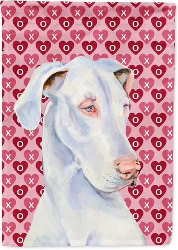 Miniatura 349 de Caroline's Treasures SS4484GF Bandera de jardín con diseño de bulldog inglés y corazones para el Día de San Valentín, bandera decorativa para patio